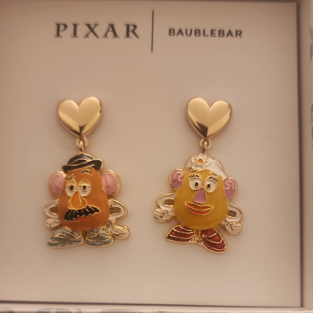 Baublebar Gold Heart Pixar Earrings With Mr And Mrs Potato Head 24$